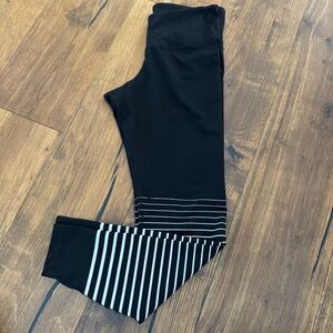 Women’s size M Old Navy, active black athletic pants with white stripes
